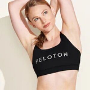 Peloton Black Sports Bra with White Logo
